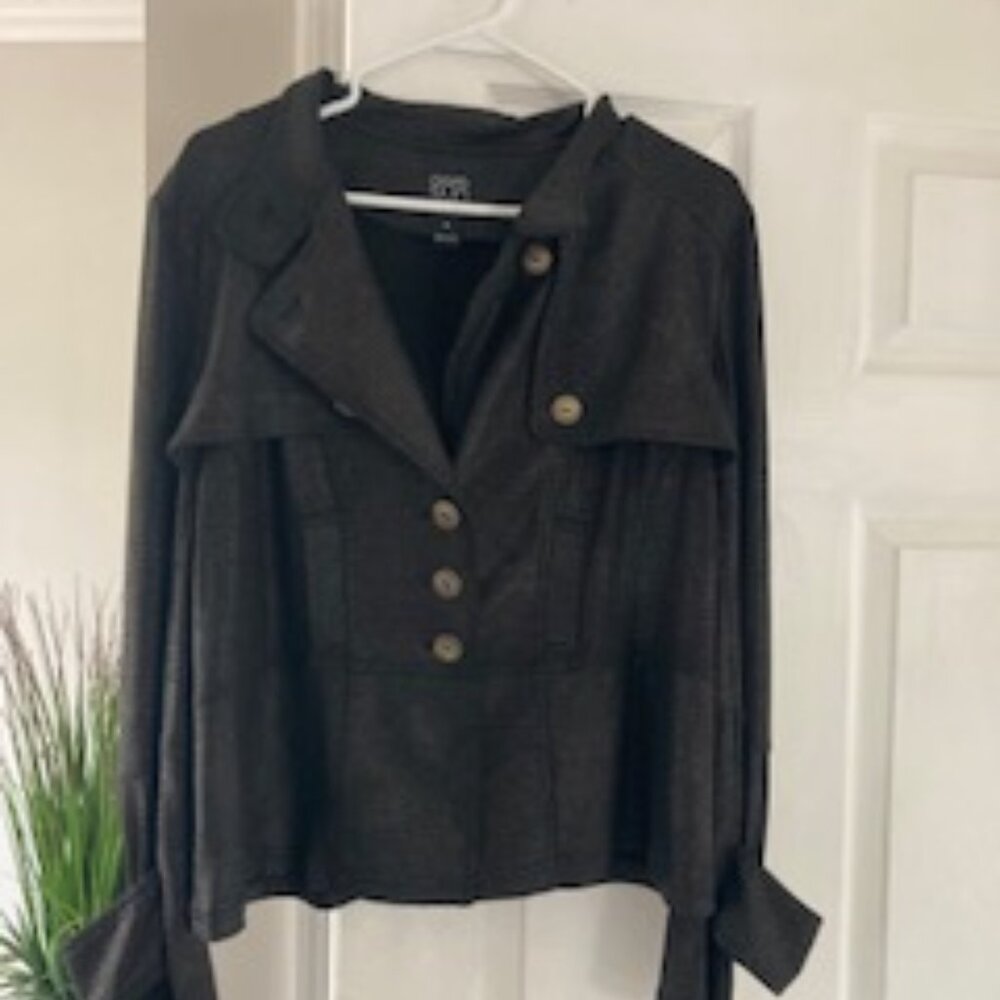 Clara Sun Woo Metallic Liquid Leather Jacket Womens XL Black Reptile